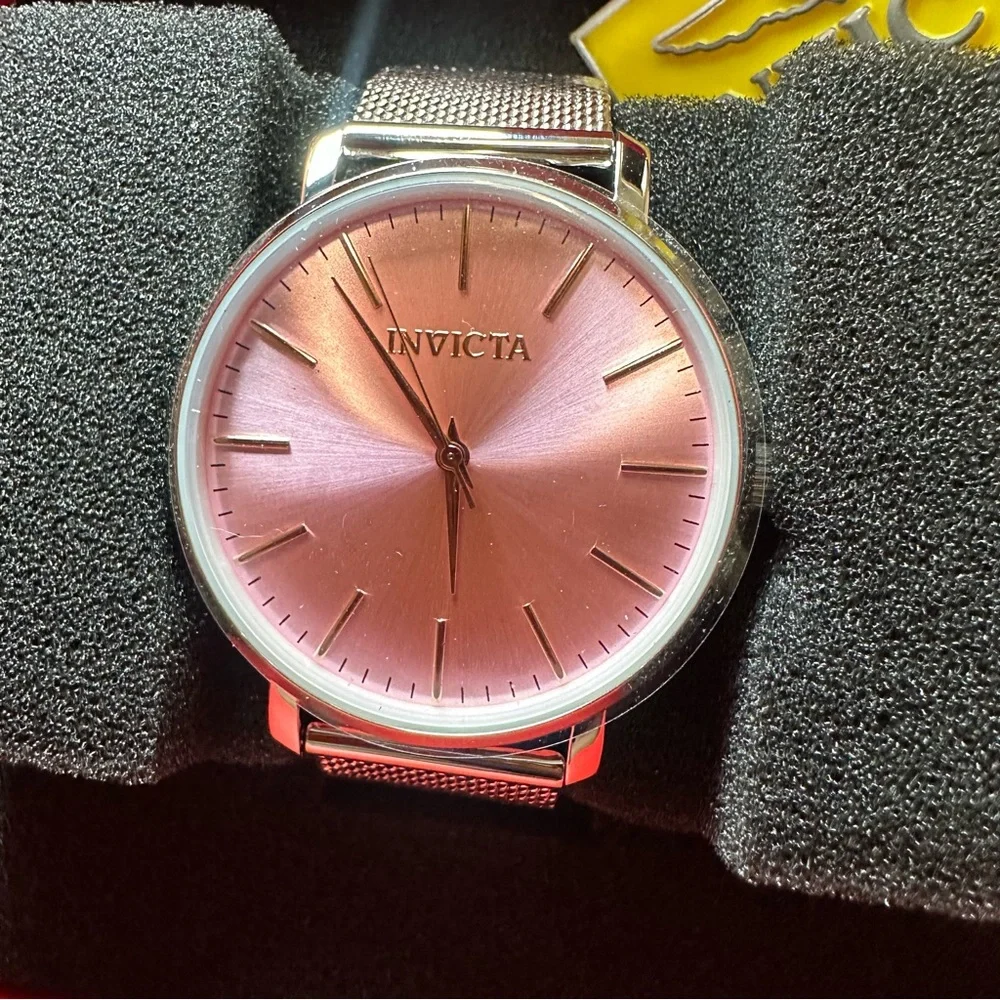 Invicta Angel Starlight 48843 Pink Dial Silver Mesh Watch 38mm NIB